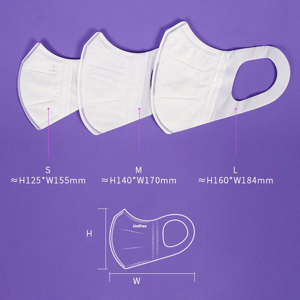 Маски Unifree 3D Ультралегкі 3-x шарові розмір М Білий упаковка на 30 шт 6973068560103 фото